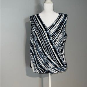 Alfani Blue and White Abstract Sleeveless Top